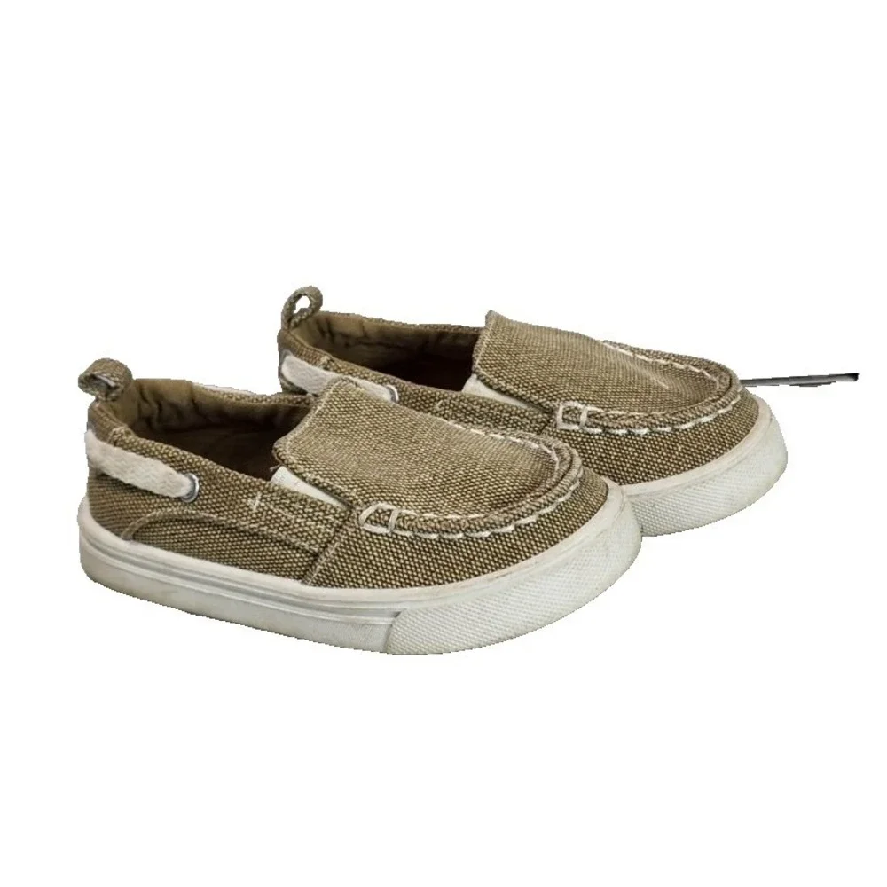 Carter's Tan‎ Canvas Slip On Boat Shoes Toddler Kids Size 6